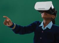 young African girl using virtual reality